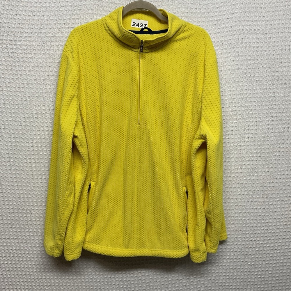 Talbots Fleece Pullover Women's Plus Size 3X Yellow Plush Half 1/2 Zip Pockets